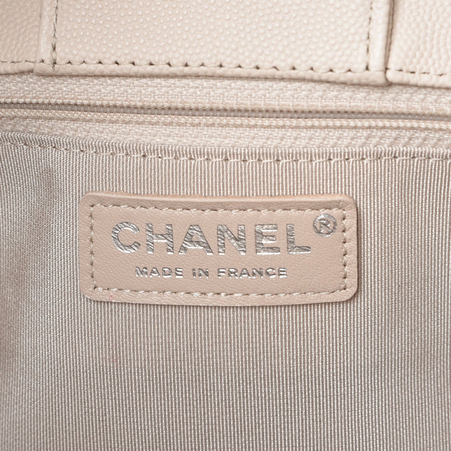 Caviar Quilted Timeless Tote Light Beige