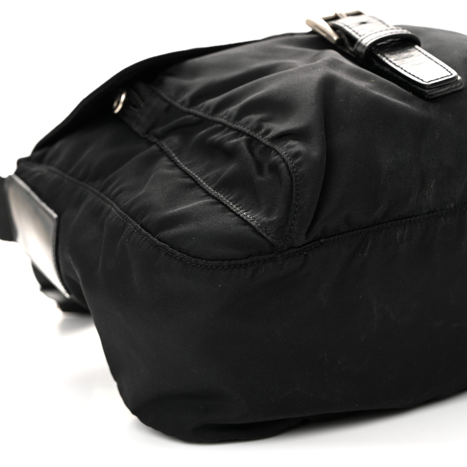Prada Nylon Vela Saffiano Single Buckle Messenger Shoulder Bag Black 9 of 11