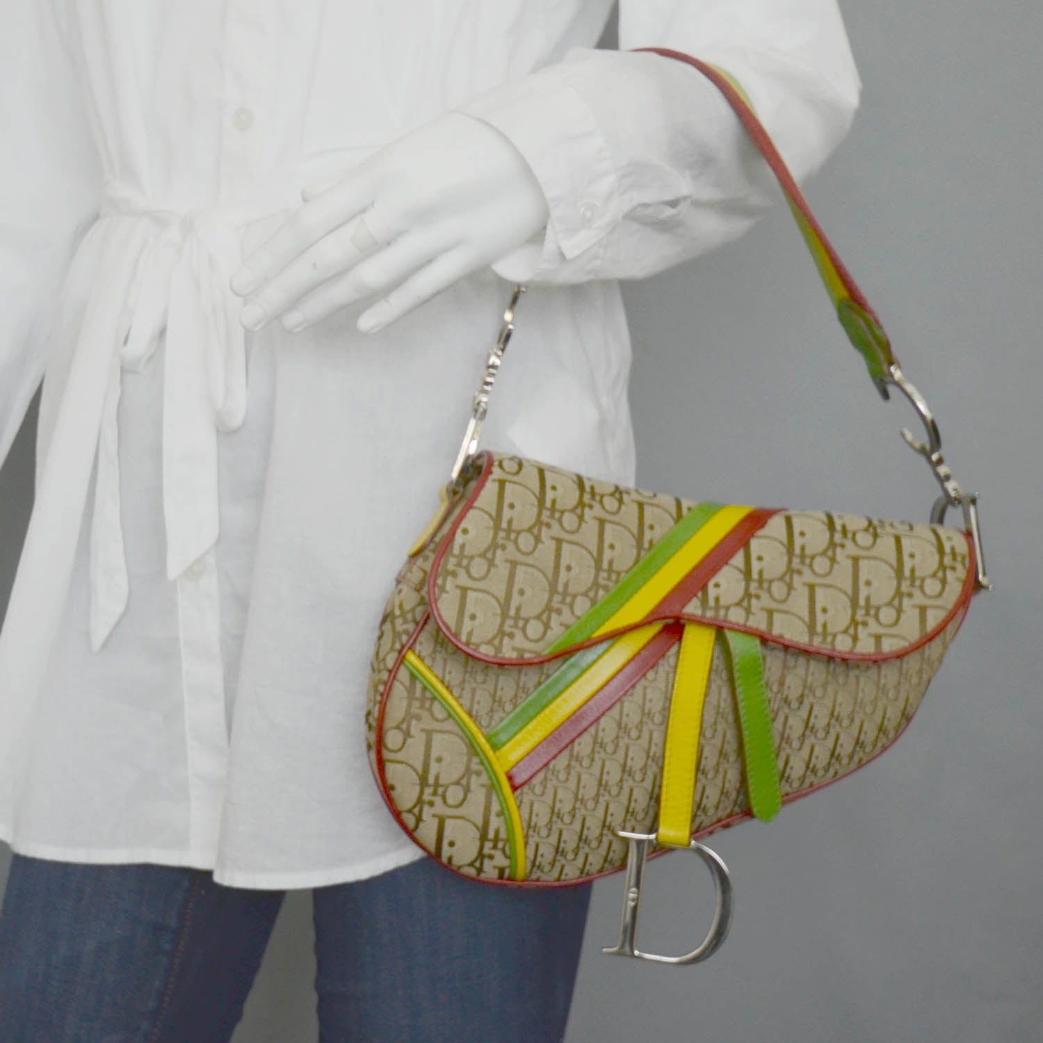 Christian Dior Monogram Rasta Saddle Bag Beige 2 of 12