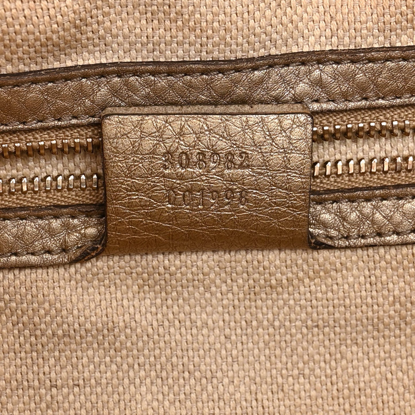 Metallic Pebbled Calfskin Medium Soho Chain Shoulder Bag Golden Beige