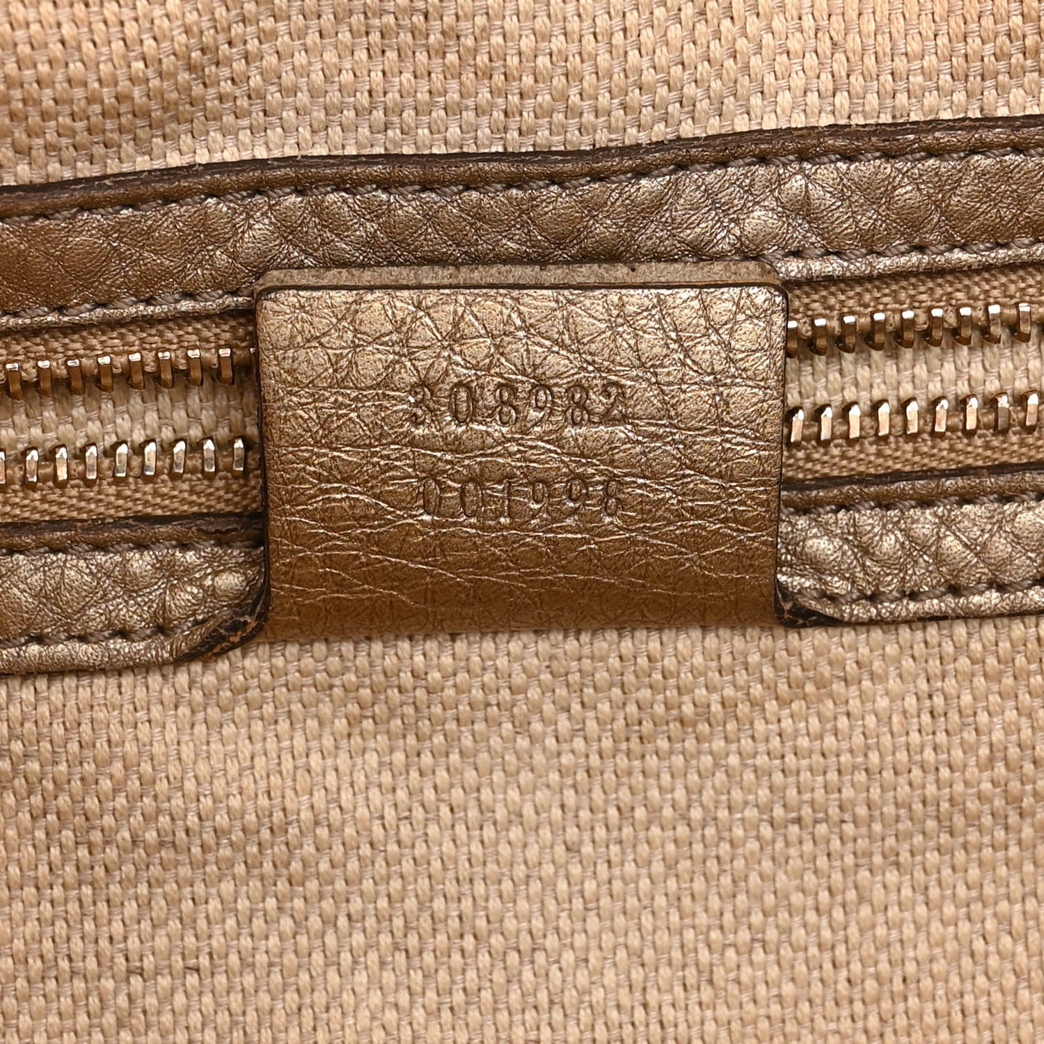 Gucci Metallic Pebbled Calfskin Medium Soho Chain Shoulder Bag Golden Beige 7 of 14