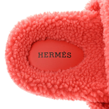 Hermes Woolskin Womens Chypre Sandals 41 Rose Du Desert 7 of 7