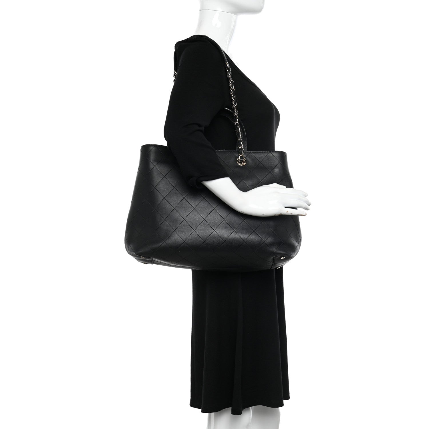 Chanel Calfskin Large Serial Shopper Tote Black 2 of 16