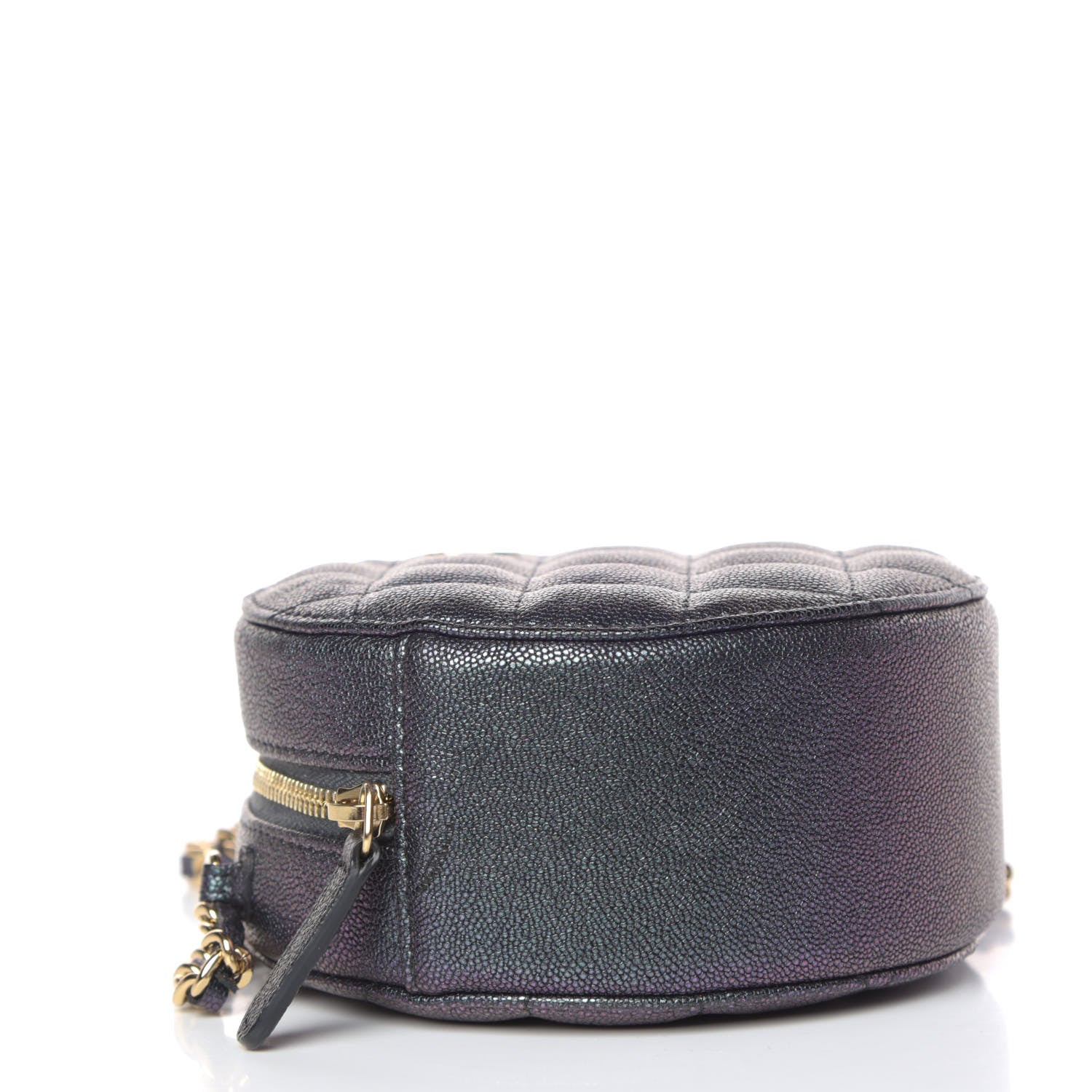 Chanel Iridescent Caviar Quilted Round Clutch With Chain Black 4 of 10