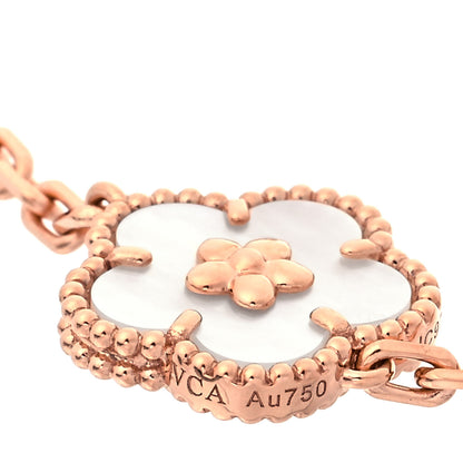 Van Cleef & Arpels 18K Rose Gold Carnelian Mother of Pearl Onyx 5 Motifs Lucky Spring Bracelet 4 of 5