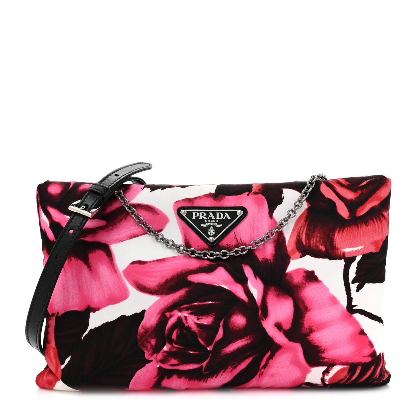Tessuto Soft Nylon Rose Print Small Chain Clutch Pink