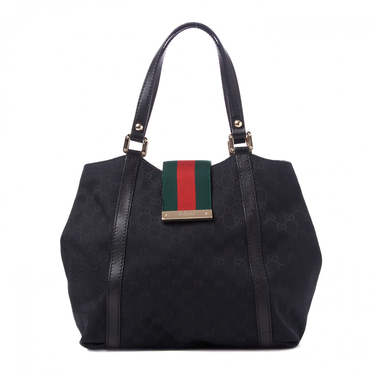 Gucci Monogram New Ladies Web Tote Black 1 of 8