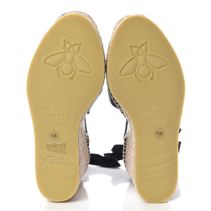 Gucci Nappa Matelasse GG Marmont Ankle Wrap Platform 35/120mm Espadrille Wedges 34 Black 9 of 11