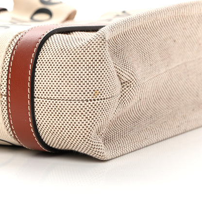 Chloe Cotton Calfskin Small Woody Ribbon Tote White Brown 10 of 13