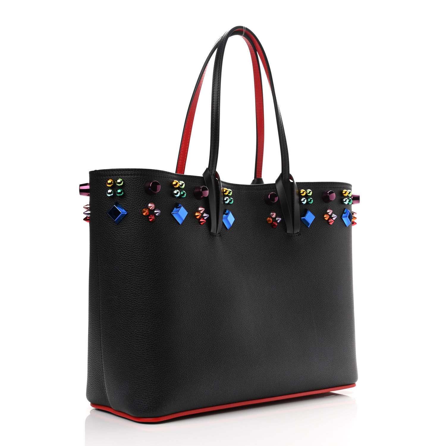Christian Louboutin Calfskin Empire Spike Studded East West Cabata Tote Black 4 of 11