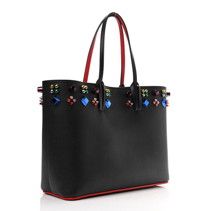 Christian Louboutin Calfskin Empire Spike Studded East West Cabata Tote Black 4 of 11
