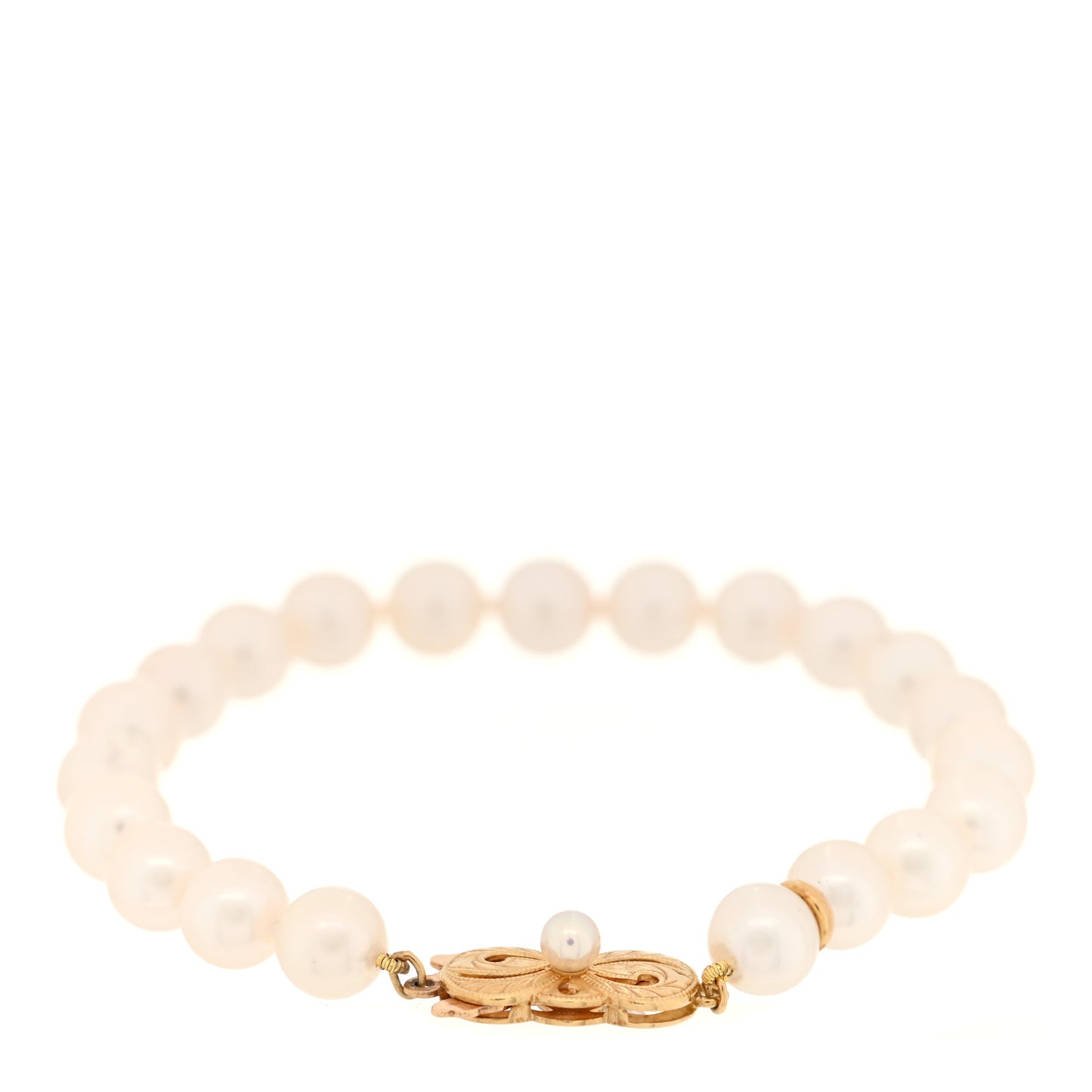 18K Yellow Gold Akoya Cultured Pearl 7.5-8mm Strand Bracelet