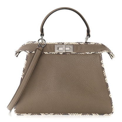 Fendi Cuoio Romano Elaphe Chamois Python Print Medium Peekaboo I SEE U Satchel Tartufo 1 of 8