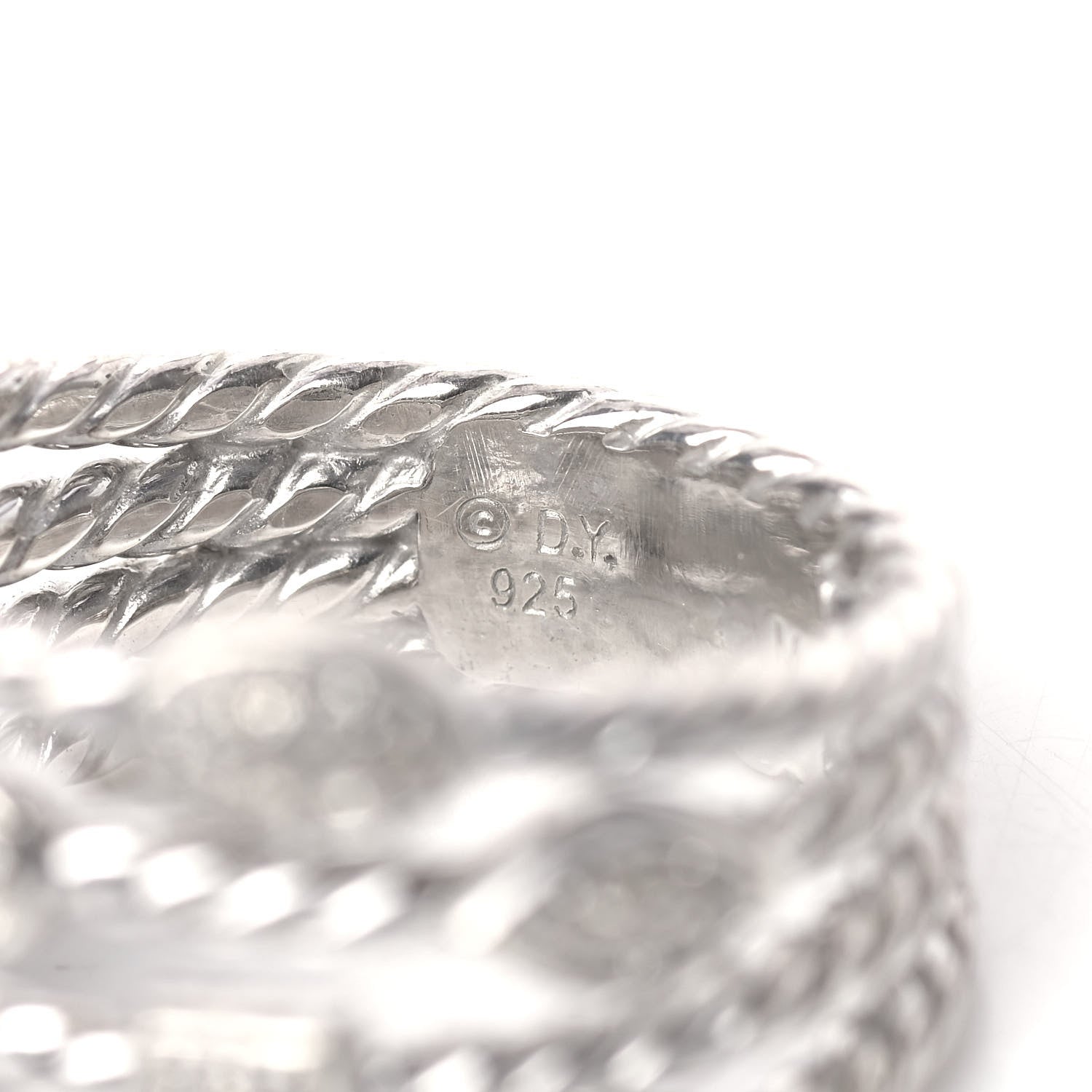 David Yurman Sterling Silver Diamond Confetti 4 Row Ring 58 8.25 5 of 6