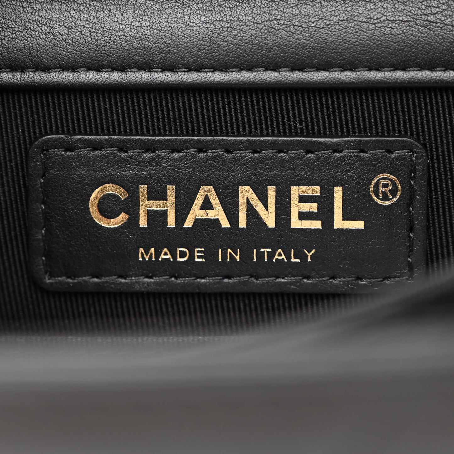 Calfskin Chrevron Quilted North South Boy Flap Black