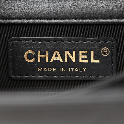 Chanel Calfskin Chrevron Quilted North South Boy Flap Black 6 of 10