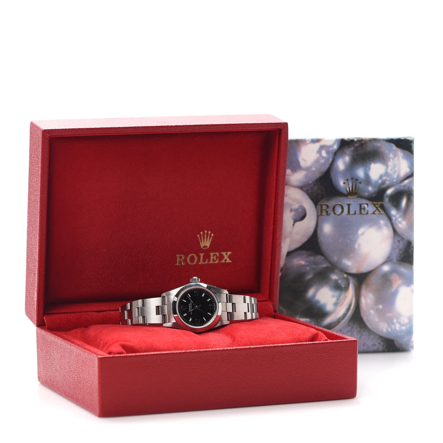 Rolex Stainless Steel 24mm Oyster Perpetual Watch Black 76080 8 of 8
