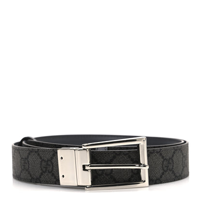 Gucci Selleria Calfskin GG Supreme Monogram Reversible Belt 90 36 Graphite Grey Black 1 of 5