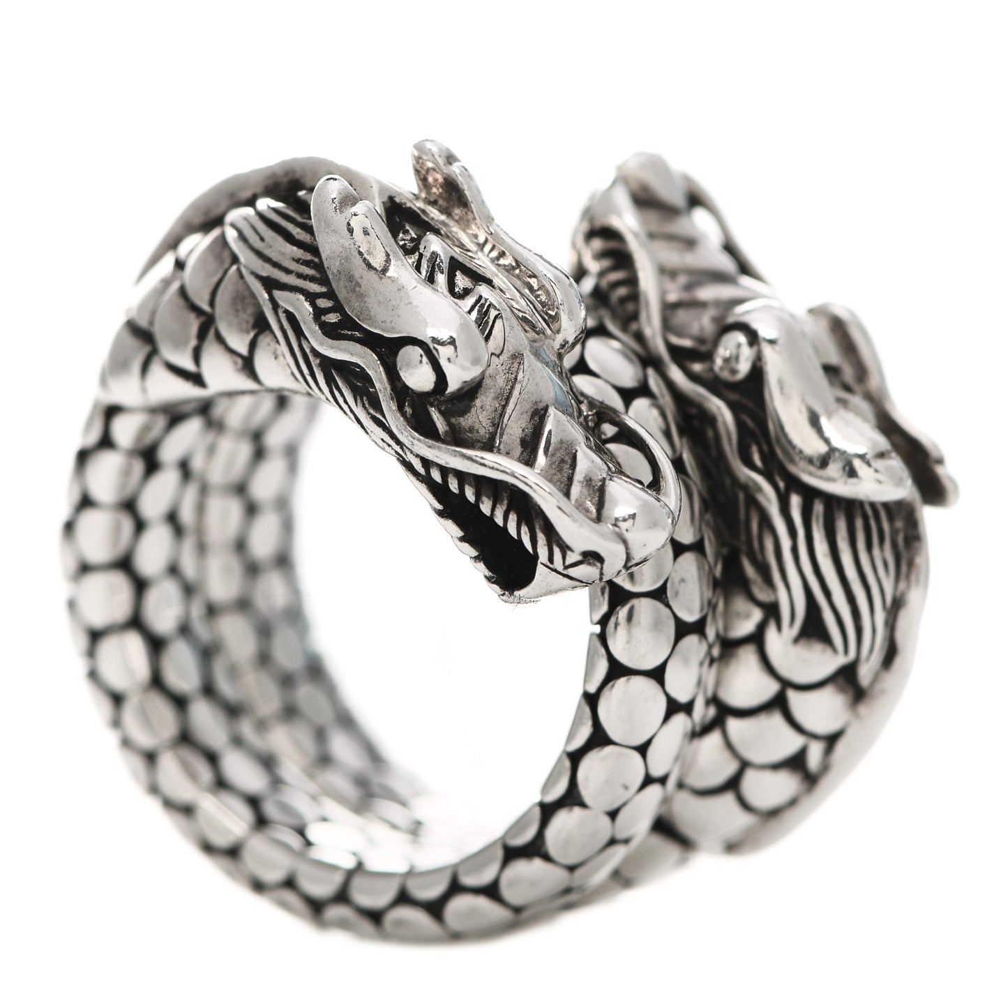 Sterling Silver Legends Naga Dragon Coil Ring 56 7.5