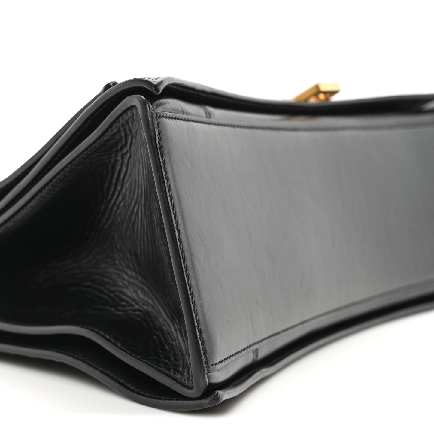 Paper Calfskin Large Crush Sling Bag Black
