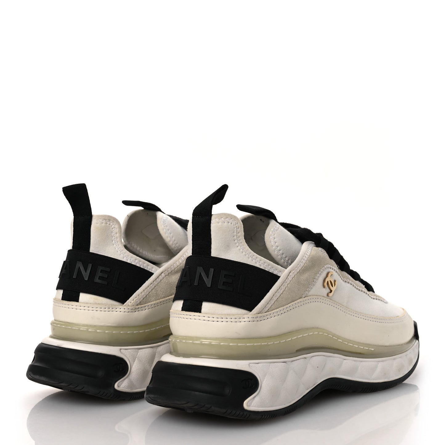 Velvet Calfskin Mixed Fibers CC Sneakers 40 Ivory Black