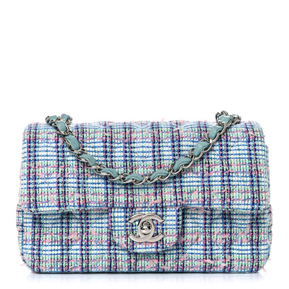Chanel Tweed Quilted Mini Rectangular Flap Blue 1 of 9