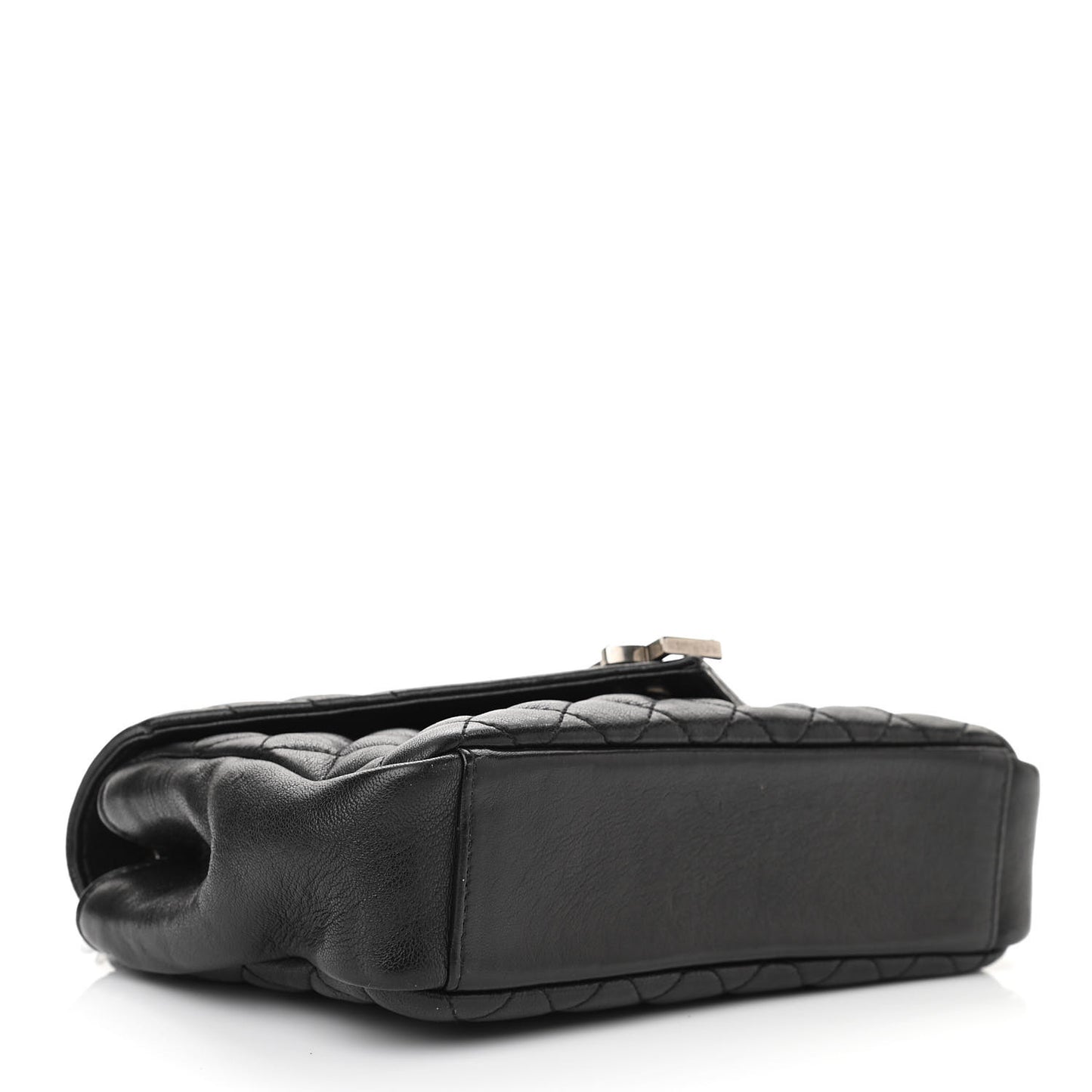Sheepskin Tri-Quilt Monogram Medium College Bag Black
