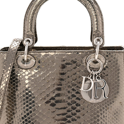 Christian Dior Metallic Snakeskin Medium Lady Dior Silver 8 of 10
