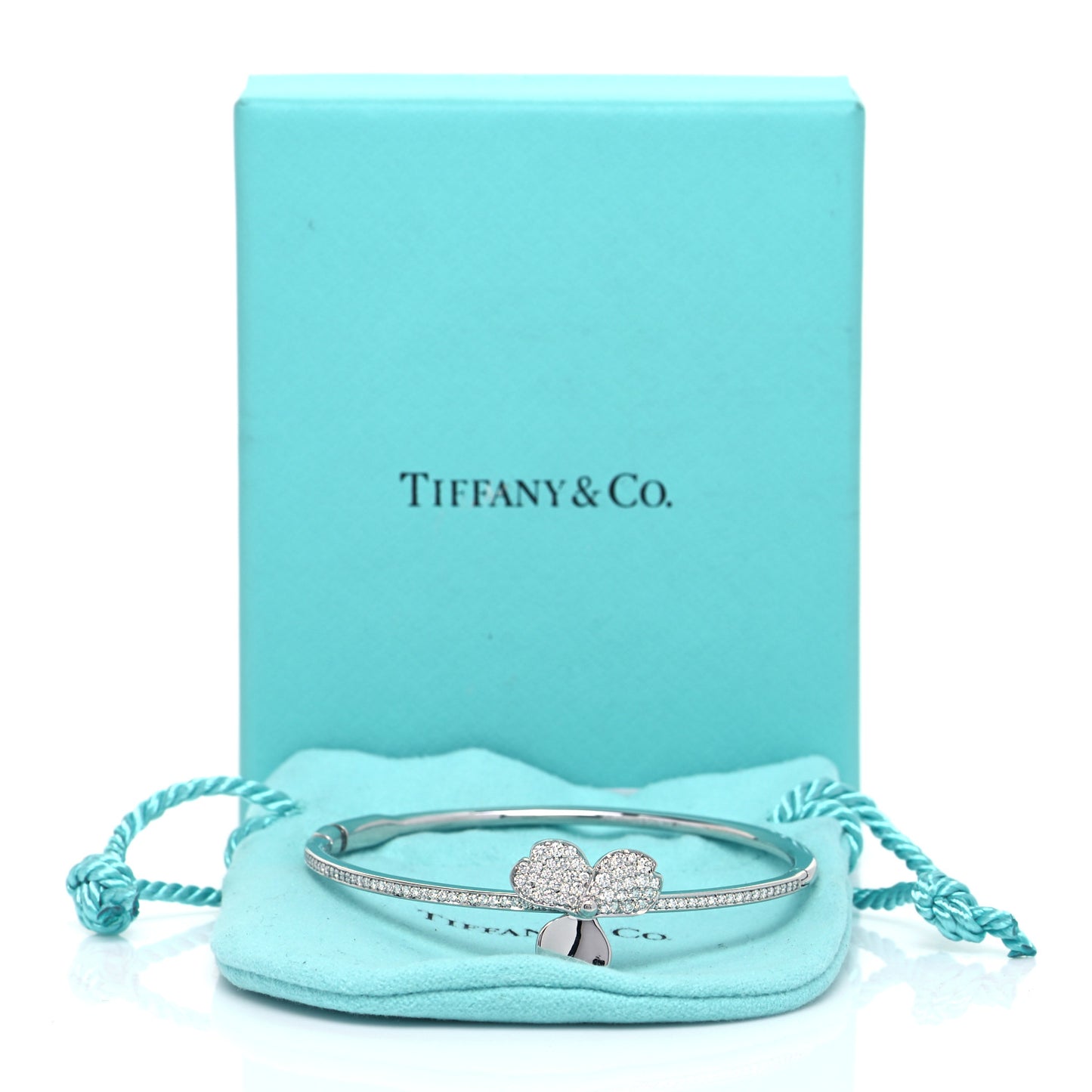 Platinum Diamond Paper Flowers Hinged Bangle Bracelet