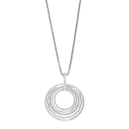 David Yurman Sterling Silver Diamond Large Stax Pendant Necklace 1 of 6