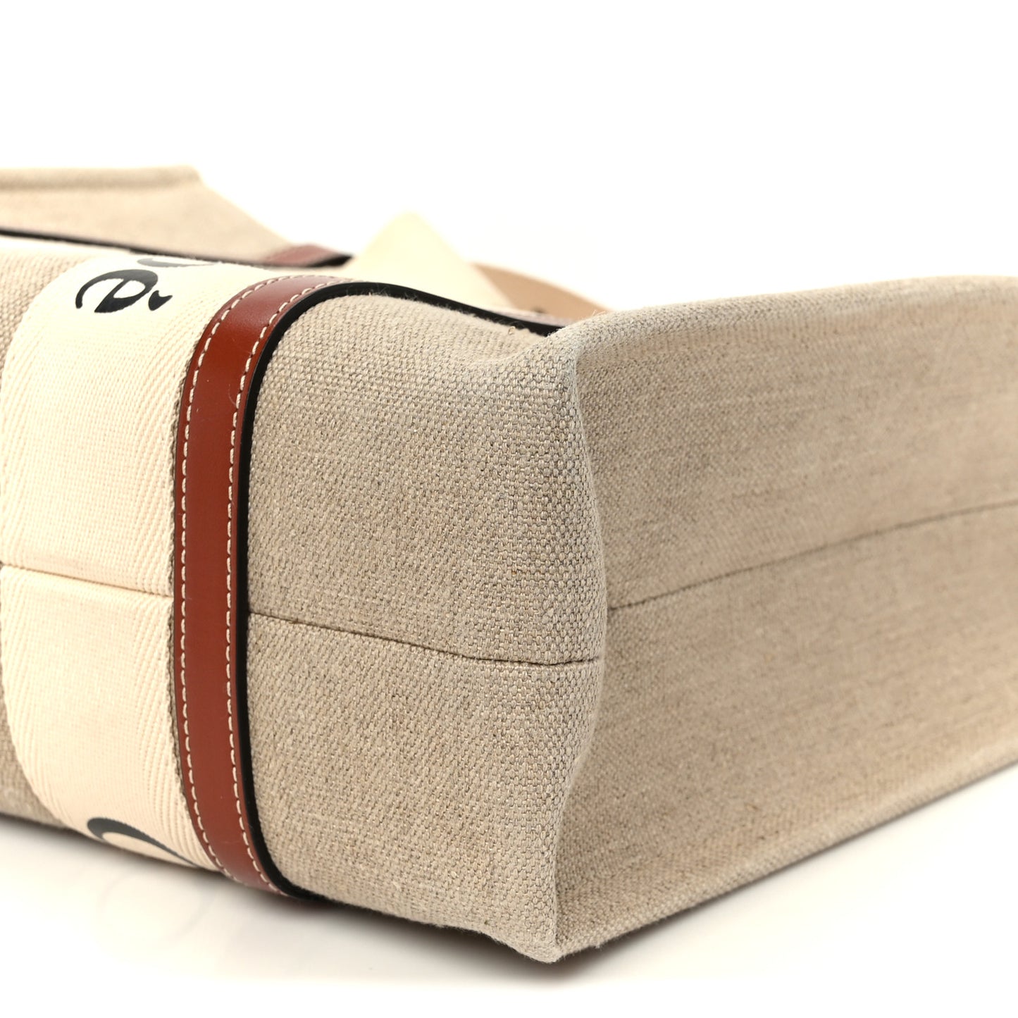 Cotton Calfskin Medium Woody Ribbon Tote White Brown
