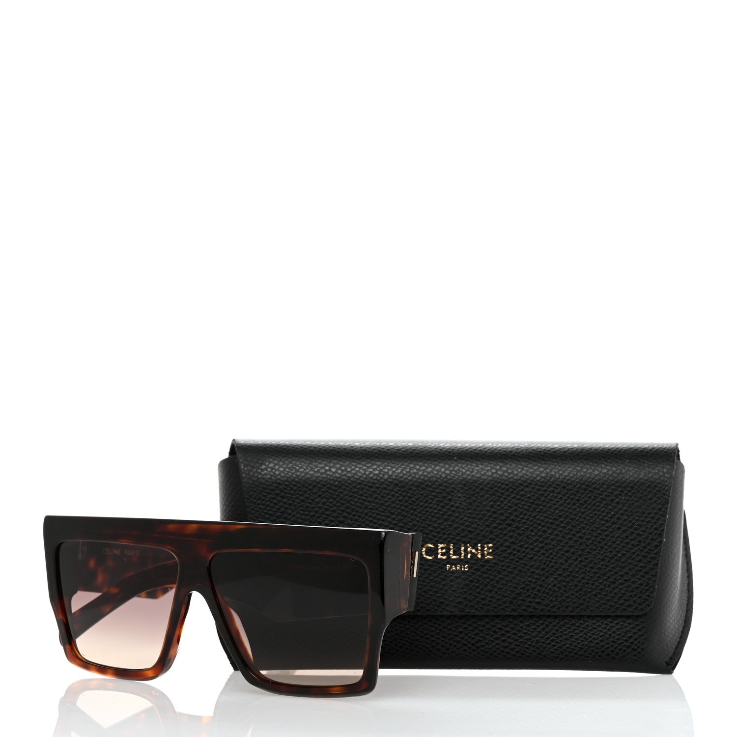 Celine Acetate Flat Top Rectangular Sunglasses CL400921 Dark Havana 7 of 7