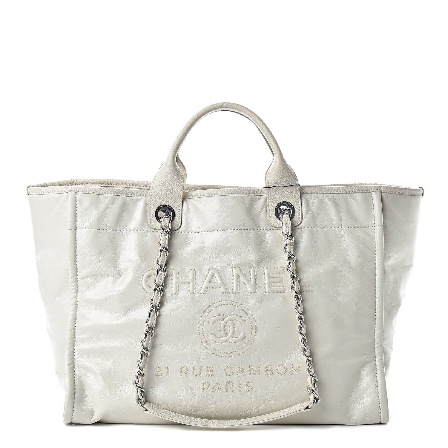 Chanel Glazed Calfskin Large Deauville Tote Ivory 1 of 11
