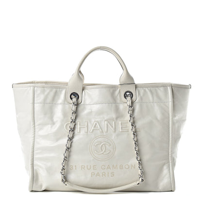 Chanel Glazed Calfskin Large Deauville Tote Ivory 1 of 11