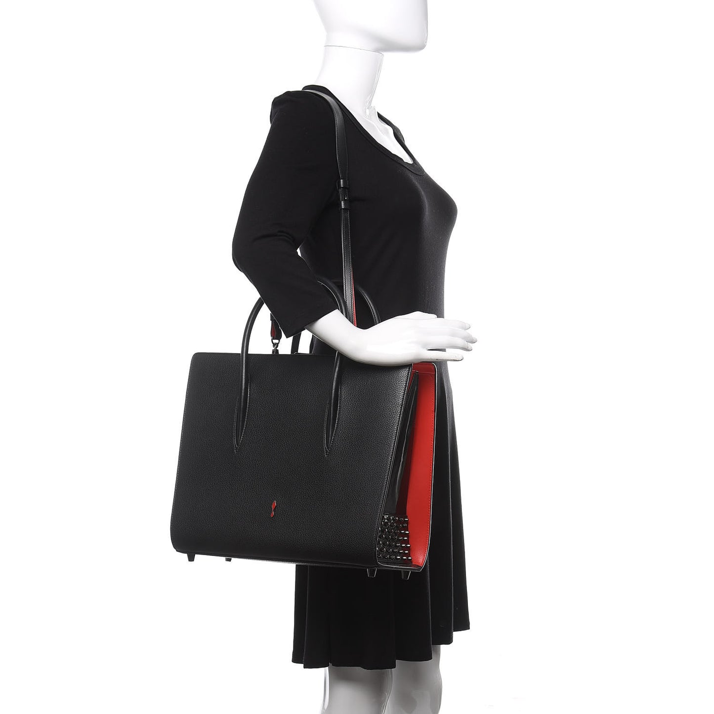 Calfskin Patent Studded Large Paloma Black