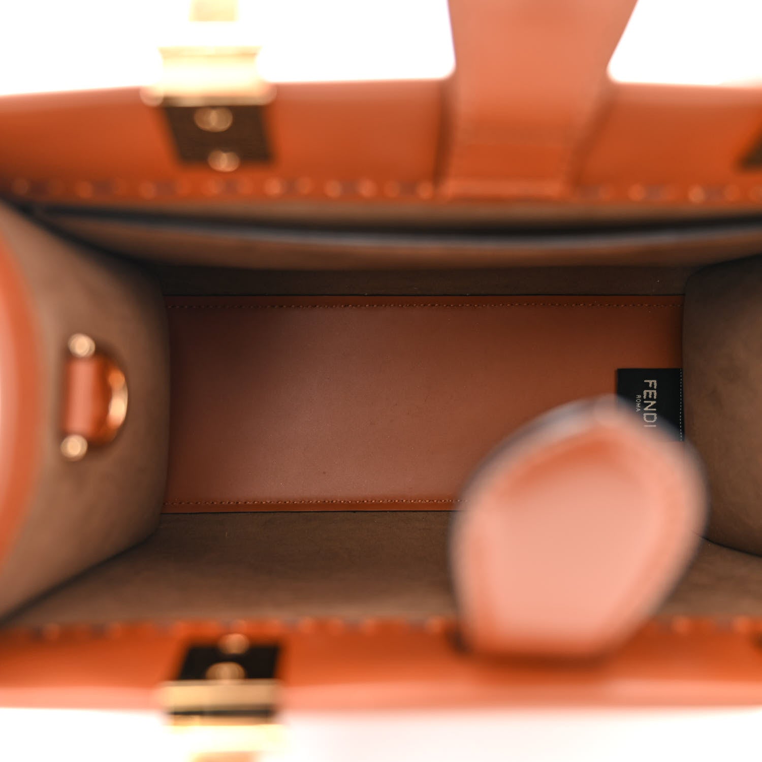 Fendi Vitello King Plexiglass Logo Embossed Small Fendi Sunshine Shopper Tote Cuoio 5 of 9