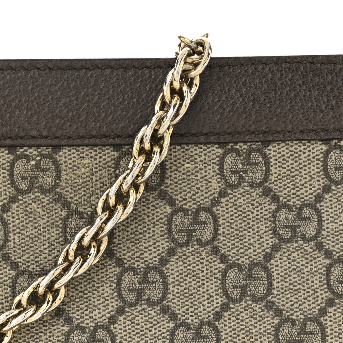 GG Supreme Monogram Web Medium Ophidia Chain Shoulder Bag Brown