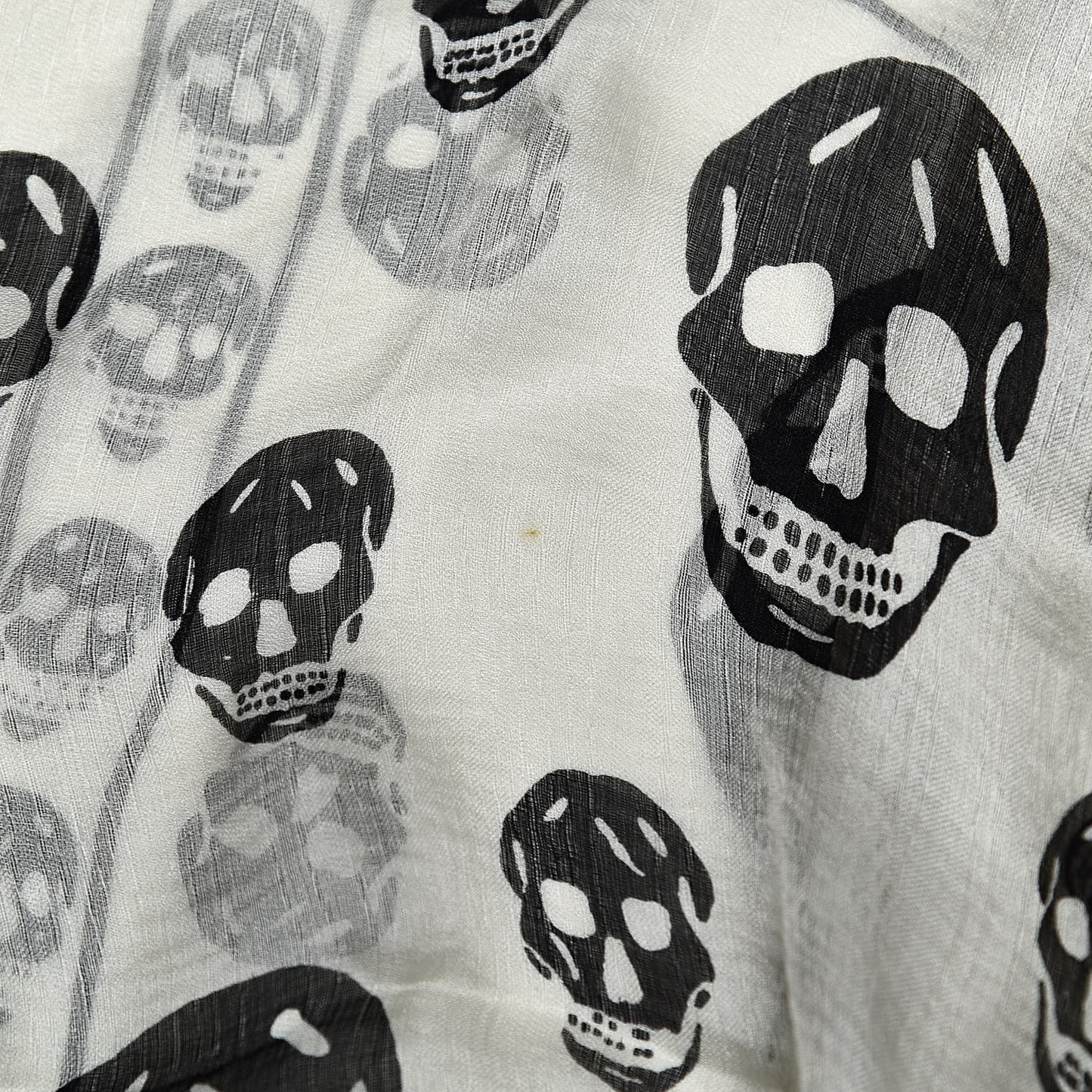 Silk Chiffon Skull Scarf Ivory Black