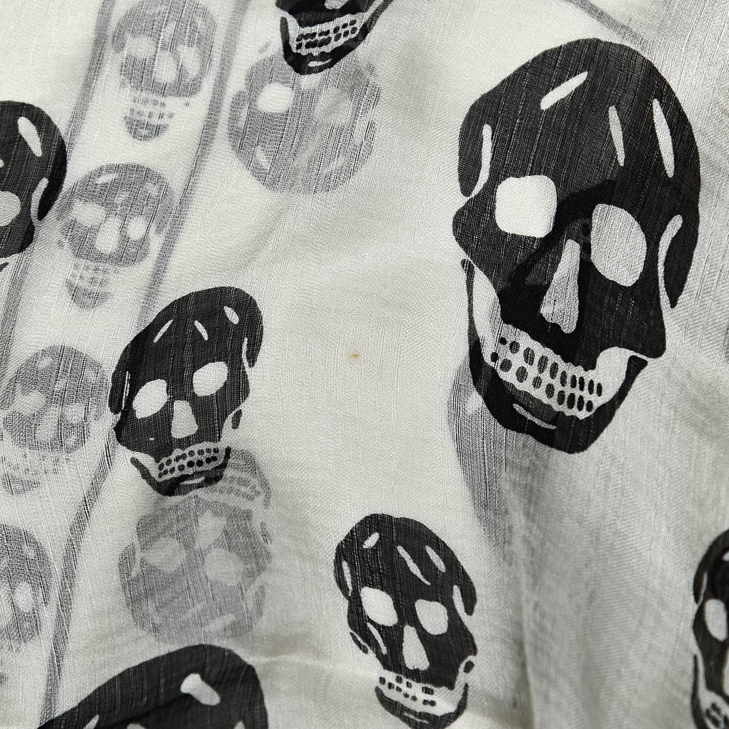 Alexander McQueen Silk Chiffon Skull Scarf Ivory Black 5 of 6
