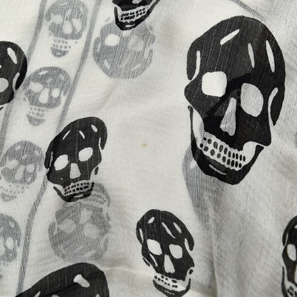Alexander McQueen Silk Chiffon Skull Scarf Ivory Black 5 of 6