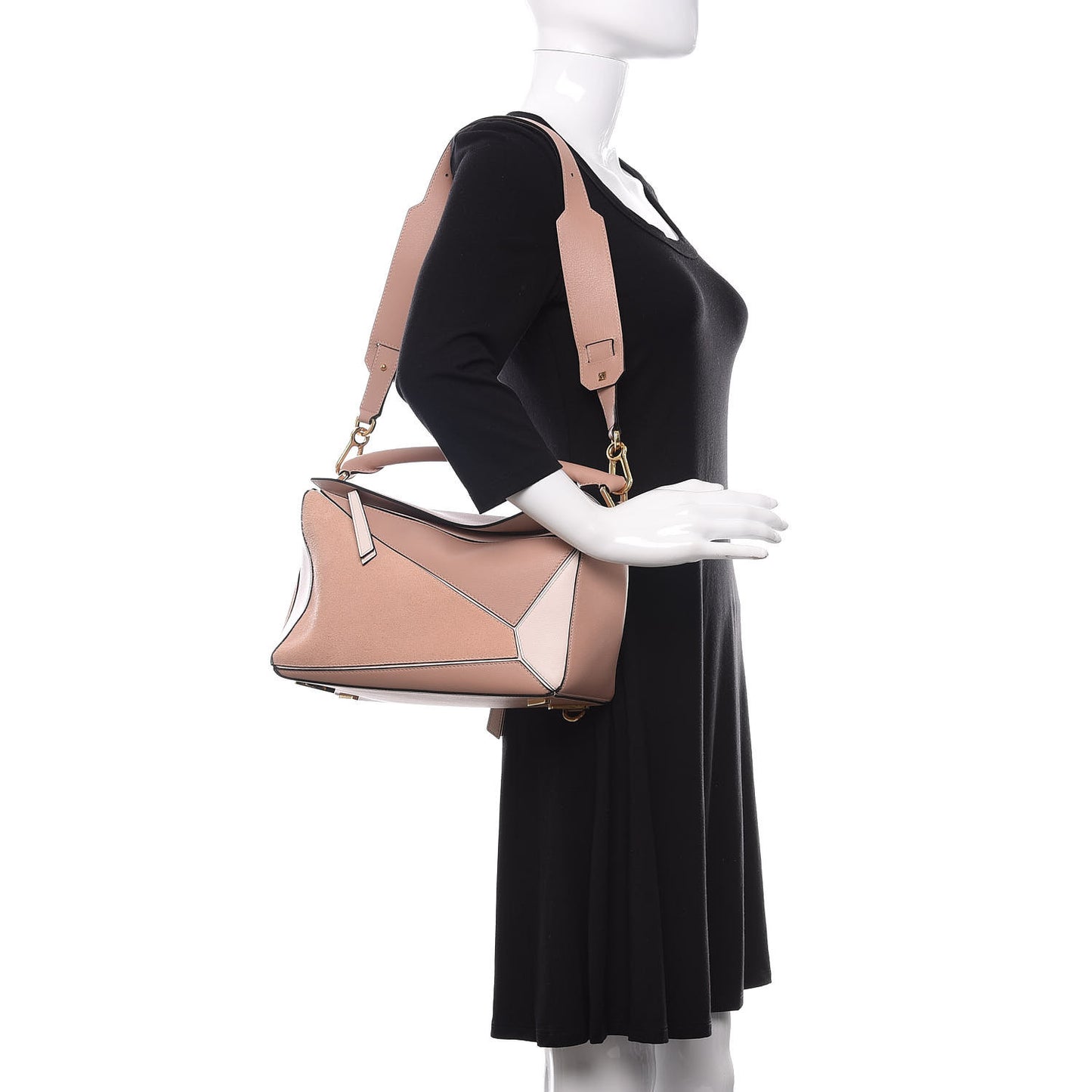 Calfskin Suede Medium Puzzle Bag Blush