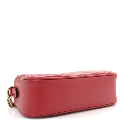 Gucci Calfskin Matelasse Small GG Marmont Chain Shoulder Bag Hibiscus Red 8 of 20