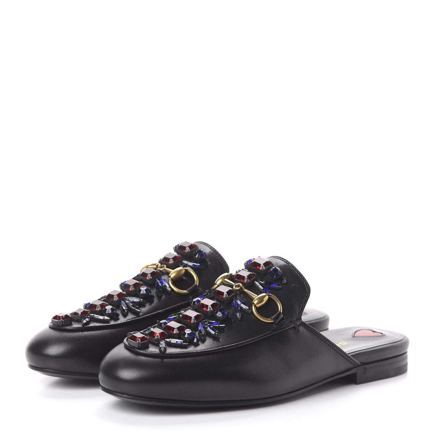 Malaga Kid Crystal Embroidered Womens Princetown Slippers 35 Black
