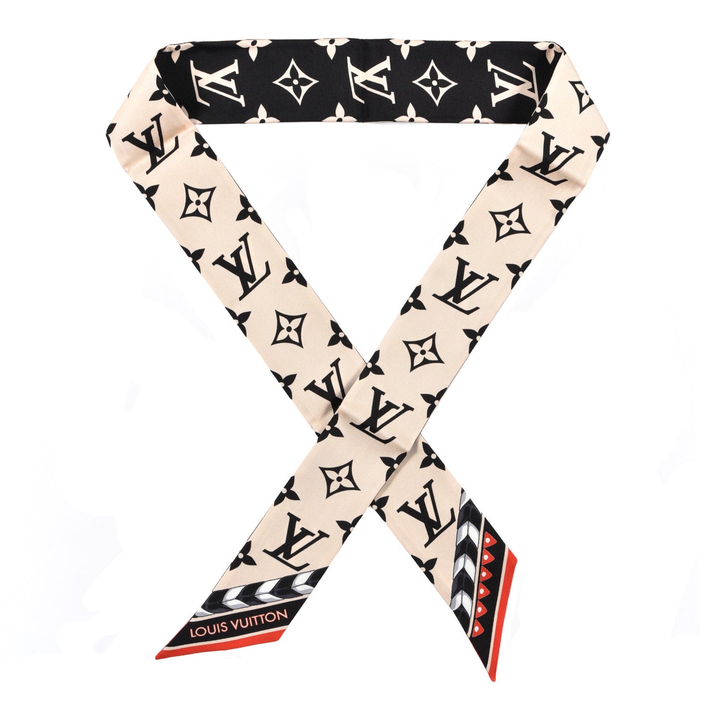 Silk Monogram LV Crafty Bi Color BB Bandeau Black Cream