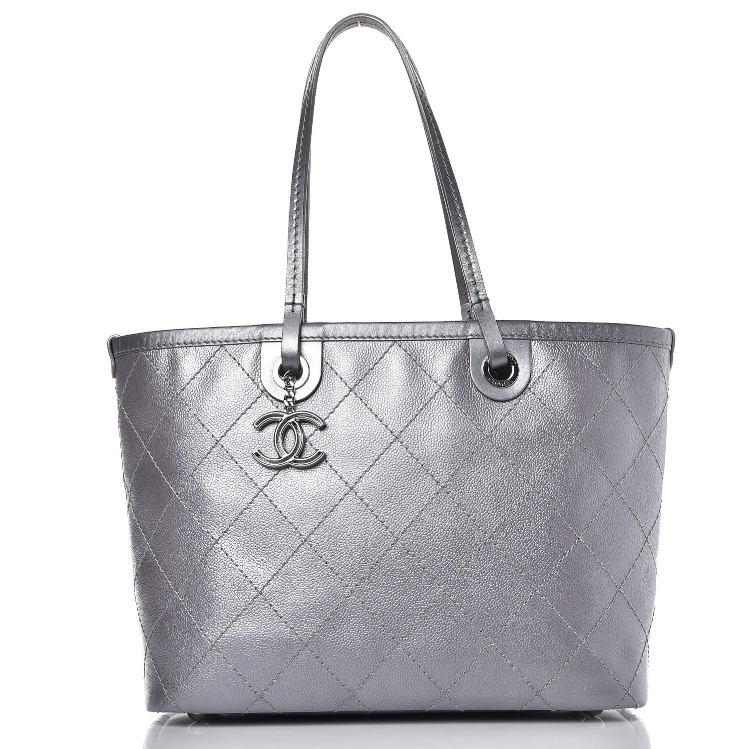 Chanel Metallic Grained Calfskin Shopping Fever Tote Silver 1 of 12