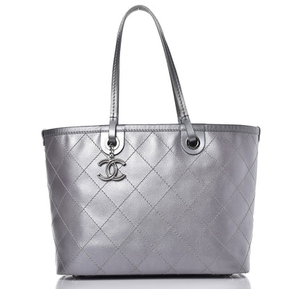 Chanel Metallic Grained Calfskin Shopping Fever Tote Silver 1 of 12