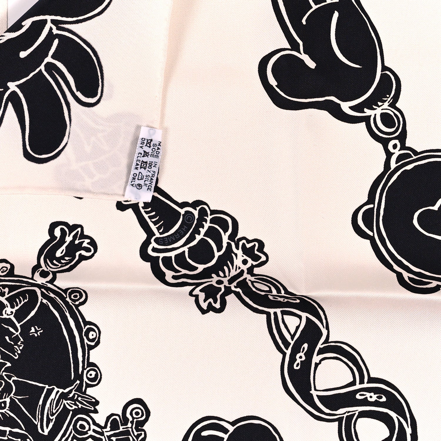 Hermes Silk Serio Ludere Scarf 90 White Black 3 of 4