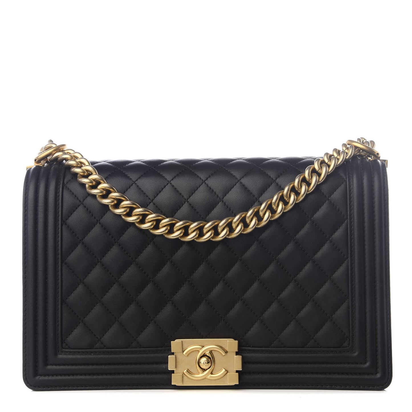 Calfskin Quilted New Medium Boy Flap Black