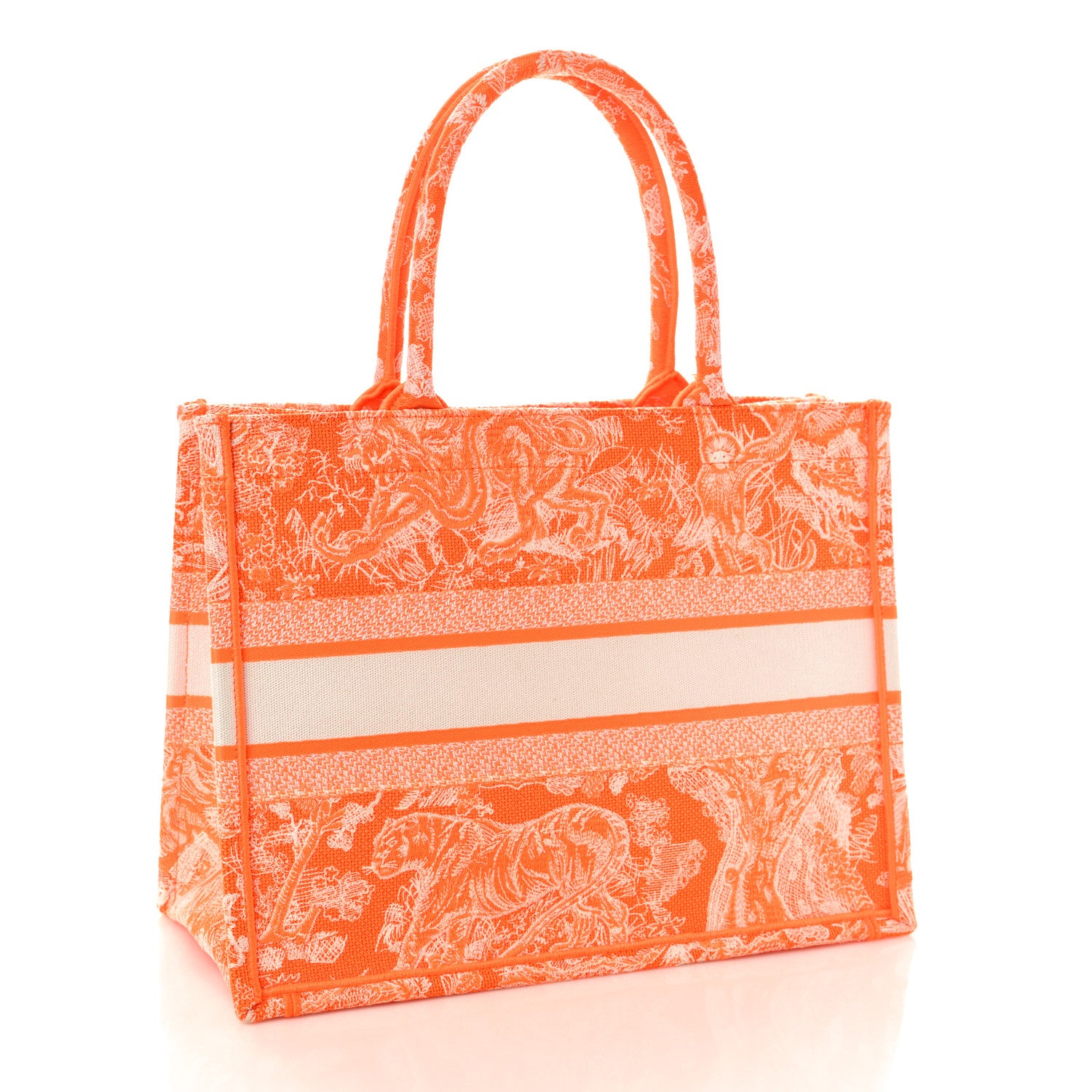 Christian Dior Canvas Embroidered Medium Dioriviera Toile De Jouy Book Tote Orange 3 of 10