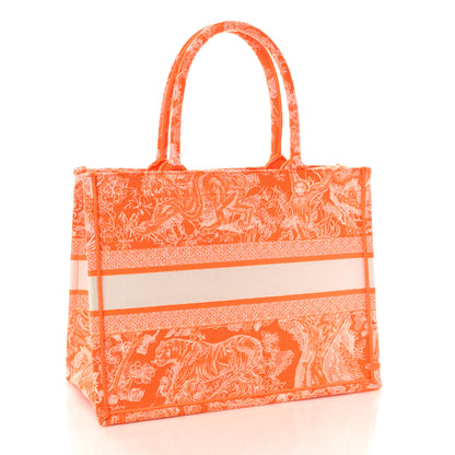 Christian Dior Canvas Embroidered Medium Dioriviera Toile De Jouy Book Tote Orange 3 of 10